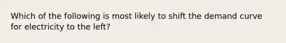 Which of the following is most likely to shift the demand curve for electricity to the left?