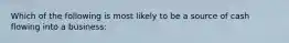 Which of the following is most likely to be a source of cash flowing into a business: