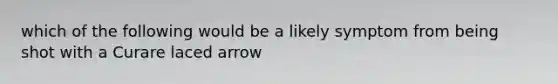 which of the following would be a likely symptom from being shot with a Curare laced arrow