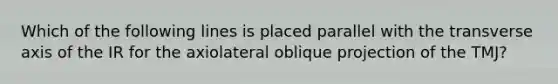 Which of the following lines is placed parallel with the transverse axis of the IR for the axiolateral oblique projection of the TMJ?