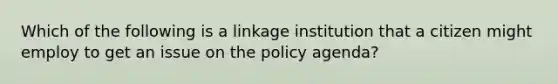 Which of the following is a linkage institution that a citizen might employ to get an issue on the policy agenda?