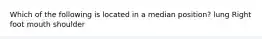 Which of the following is located in a median position? lung Right foot mouth shoulder
