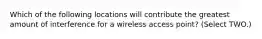 Which of the following locations will contribute the greatest amount of interference for a wireless access point? (Select TWO.)