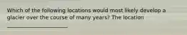Which of the following locations would most likely develop a glacier over the course of many years? The location _______________________