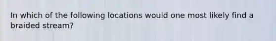 In which of the following locations would one most likely find a braided stream?
