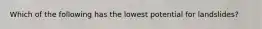 Which of the following has the lowest potential for landslides?