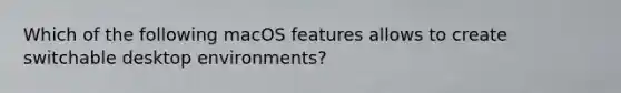 Which of the following macOS features allows to create switchable desktop environments?