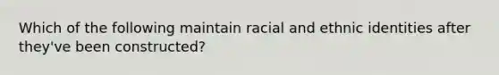 Which of the following maintain racial and ethnic identities after they've been constructed?