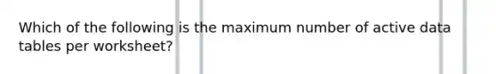 Which of the following is the maximum number of active data tables per worksheet?