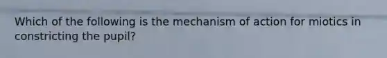 Which of the following is the mechanism of action for miotics in constricting the pupil?