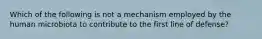 Which of the following is not a mechanism employed by the human microbiota to contribute to the first line of defense?