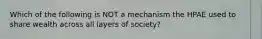 Which of the following is NOT a mechanism the HPAE used to share wealth across all layers of society?