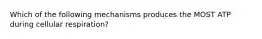 Which of the following mechanisms produces the MOST ATP during cellular respiration?