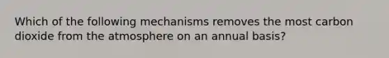 Which of the following mechanisms removes the most carbon dioxide from the atmosphere on an annual basis?