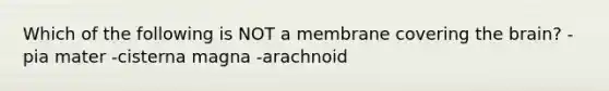 Which of the following is NOT a membrane covering the brain? -pia mater -cisterna magna -arachnoid