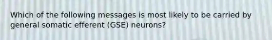 Which of the following messages is most likely to be carried by general somatic efferent (GSE) neurons?