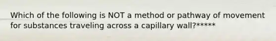 Which of the following is NOT a method or pathway of movement for substances traveling across a capillary wall?*****