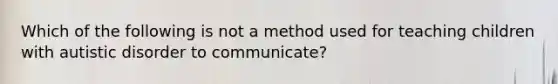 Which of the following is not a method used for teaching children with autistic disorder to communicate?