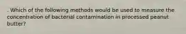 . Which of the following methods would be used to measure the concentration of bacterial contamination in processed peanut butter?