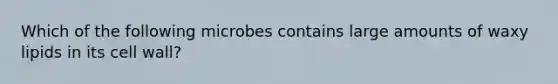 Which of the following microbes contains large amounts of waxy lipids in its cell wall?