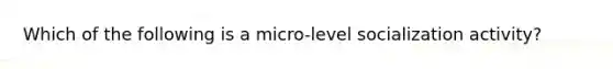 Which of the following is a micro-level socialization activity?