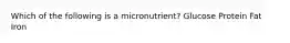 Which of the following is a micronutrient? Glucose Protein Fat Iron