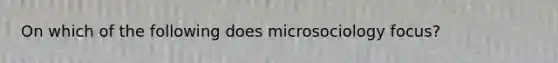 On which of the following does microsociology focus?