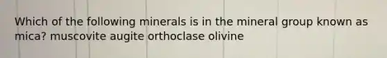 Which of the following minerals is in the mineral group known as mica? muscovite augite orthoclase olivine
