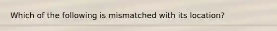 Which of the following is mismatched with its location?