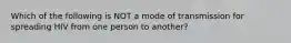 Which of the following is NOT a mode of transmission for spreading HIV from one person to another?