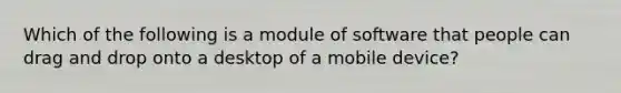 Which of the following is a module of software that people can drag and drop onto a desktop of a mobile device?