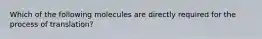 Which of the following molecules are directly required for the process of translation?