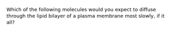 Which of the following molecules would you expect to diffuse through the lipid bilayer of a plasma membrane most slowly, if it all?