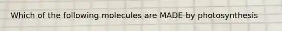 Which of the following molecules are MADE by photosynthesis