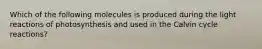 Which of the following molecules is produced during the light reactions of photosynthesis and used in the Calvin cycle reactions?