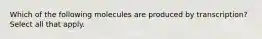 Which of the following molecules are produced by transcription? Select all that apply.