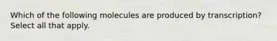 Which of the following molecules are produced by transcription? Select all that apply.