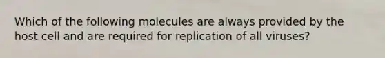 Which of the following molecules are always provided by the host cell and are required for replication of all viruses?