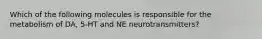 Which of the following molecules is responsible for the metabolism of DA, 5-HT and NE neurotransmitters?