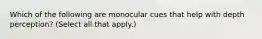 Which of the following are monocular cues that help with depth perception? (Select all that apply.)