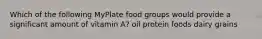 Which of the following MyPlate food groups would provide a significant amount of vitamin A? oil protein foods dairy grains