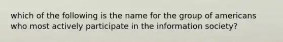 which of the following is the name for the group of americans who most actively participate in the information society?