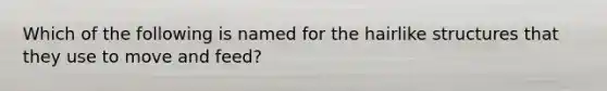 Which of the following is named for the hairlike structures that they use to move and feed?