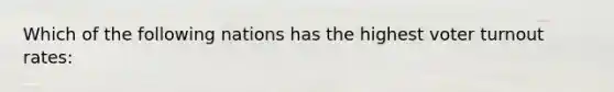 Which of the following nations has the highest voter turnout rates:
