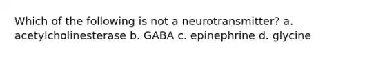 Which of the following is not a neurotransmitter? a. acetylcholinesterase b. GABA c. epinephrine d. glycine