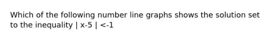 Which of the following number line graphs shows the solution set to the inequality | x-5 | <-1