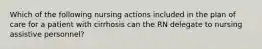 Which of the following nursing actions included in the plan of care for a patient with cirrhosis can the RN delegate to nursing assistive personnel?