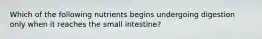 Which of the following nutrients begins undergoing digestion only when it reaches the small intestine?