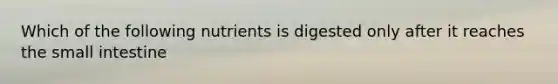 Which of the following nutrients is digested only after it reaches the small intestine