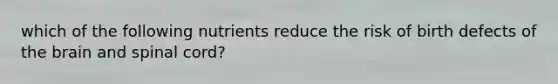 which of the following nutrients reduce the risk of birth defects of the brain and spinal cord?